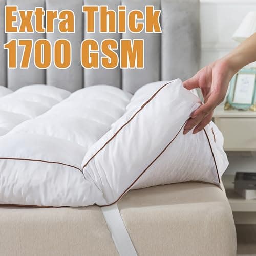 WhatsBedding 4 Inch Memory Foam Mattress Topper Queen Size, Supportive Fluffy Shredded Memory Foam Filled Pillow Top, Extra Soft Bed Topper for Back Pain Relief, 60x80 Inch - Thumbnail 5