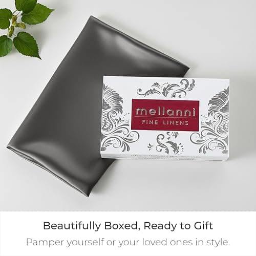 Mellanni Pure Silk Pillowcase King Size - Perfect for Hair and Skin, Preventing Wrinkles - Easy Care - Naturally Cooling Silk Pillow Cover with Hidden Zipper (King, Dark Gray) - Thumbnail 6