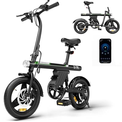 AYOLNY Mini Foldable Electric Bike for Adults, 500W Peak Folding Ebike, 15 Miles 36V 7.8Ah Battery, 14" Small Adult Electric Bicycle for Commuting with APP