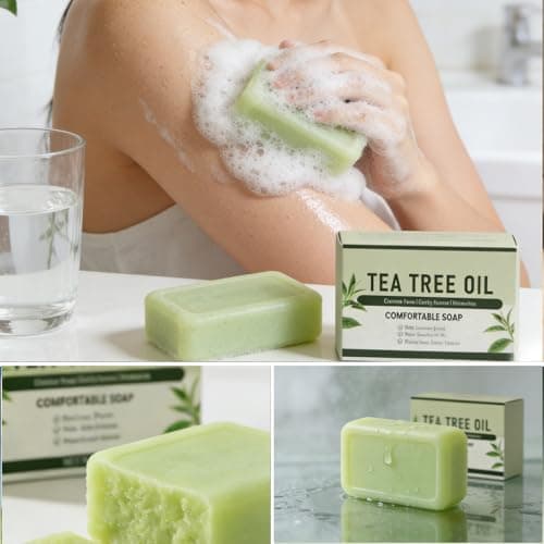 Gptkop 2PCS Tea Tree Oil Soap Bar | Purifying & Balancing Body Soap for Men & Women with Natural Oil, Gentle Exfoliating Bar for Face, Foot & Body Care - Thumbnail 6