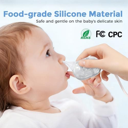 Nasal Aspirator for Baby, Nose Sucker with 9 Suction Levels, Electric Snot Sucker, 3 Levels Night Light & Nursery Rhyme Soothing Function, Food-Grade Silicone Tips - Thumbnail 3