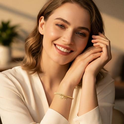 BAYLAY Gold Beaded Bracelets for Women-Initial Bracelet Dainty Gold Bracelets for Women Bead Bracelet Bow Jewelry for Mom Girlfriend Pulseras Para Mujer Valentine Birthday Gifts Waterproof Non Tarnish - Thumbnail 4