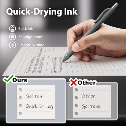 JIMMIDDA 44 Pack Gel Pens 0.7mm Black Ink Pen Set - Thumbnail 4