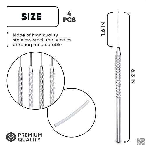 4 Pcs Pottery Needle Tool – 6.3 Inches Needle Tools for Clay, Durable Stainless Steel Tips, Non-Slip Grip & Protective Sleeve – Easy to Clean for Ceramics, Sculpting, DIY Craft & Detailed Carving - Thumbnail 2