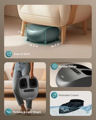 Snailax Foot Massager with Heat and Compression, Shiatsu Foot Massager for Neuropathy and Plantar Fasciitis, Deep Kneading, Rolling, Remote Control, Fits up to Size 14 - Thumbnail 6