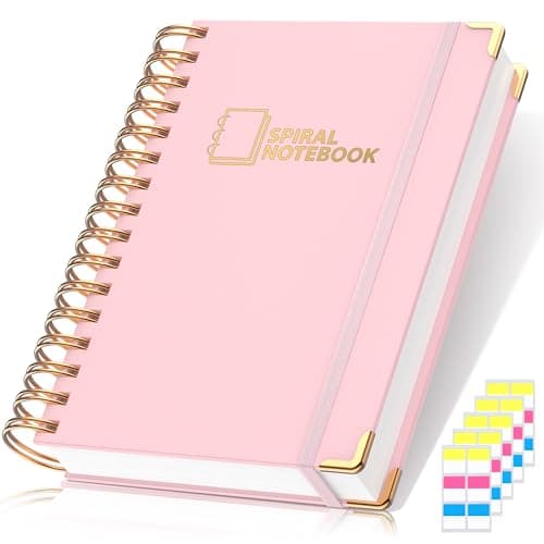 MSTONAL Lined Spiral Journal Notebook for Women Men, Medium A5 300 Pages, College Ruled Hardcover Notebooks for Work and Note Taking, Journals for Writing - Pink - Image 1