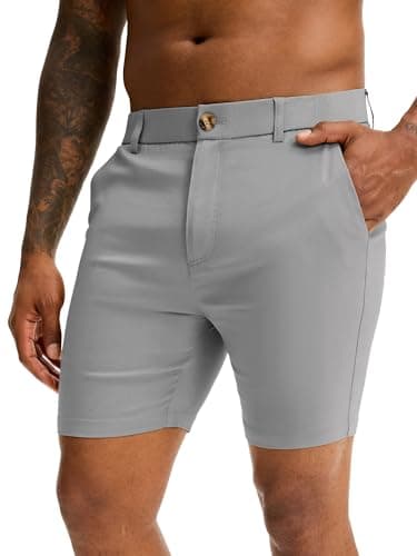 Comdecevis Slim Fit Men's Chino Shorts 7 Inch Stretch Khaki Shorts Men Breathable for Golf Work Casual Dress, Medium Gray, L(36) - Image 1