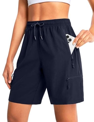 Cyasundent Women's 7" Hiking Cargo Shorts Lightweight Stretch Quick Dry Athletic Golf Summer Bermuda Shorts for Women (Navy_M) - Image 1