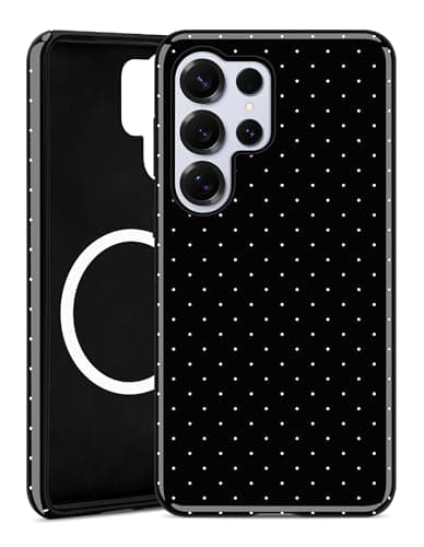Aitipy Compatible with MagSafe Polka Dot Phone Case for Samsung Galaxy S25 Ultra, Cute Aesthetic Polka Dot Magnetic Soft TPU and Hard PC Protective Phone Cover for Women Girls - Black - Image 1