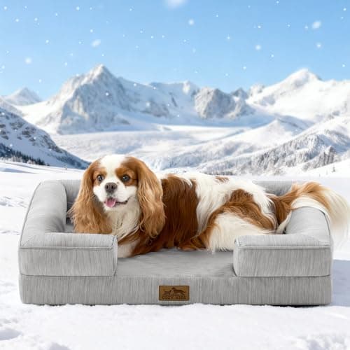 COZY KISS Cooling Dog Bed for Medium Small Size Dogs, Q-Max >0.4 Summer Cool Pet Bed, Orthopedic Foam Dog Sofa with Sides, Bolster Anti-Slip Couch with Washable Removable Cover, M 30x20x6 inch, Grey - Image 1