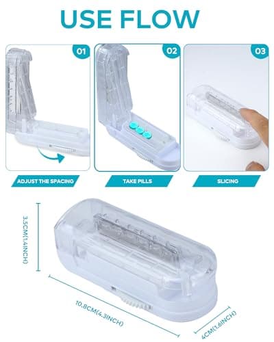 Adjustable Pill Cutter Splitter for Small and Tiny Pills, Larger Pills, Pill Splitter with Centering Device Accurately Cuts Multiple Pills a time,Tablet Cutter with Hidden Sharp Blade - Thumbnail 2