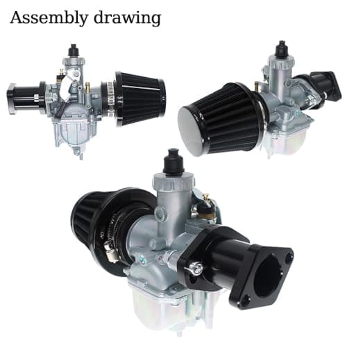 26mm VM22 Carburetor for Predator 212cc Honda GX160 GX200 196cc CT200U KT196 Moto Mini Bike and Go Kart 6.5HP Engine with 38mm Air Filter,Intake Manifold,Main Jets(Black) - Thumbnail 5