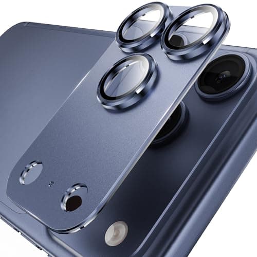 YWXTW Designed for iPhone 17 Pro Camera Lens Protector, [1:1 Perfect Fit] Full Coverage Matte Metal Tempered Glass Camera Screen Cover Accessories, Case Friendly (Deep Blue, iPhone 17 Pro) - Image 1