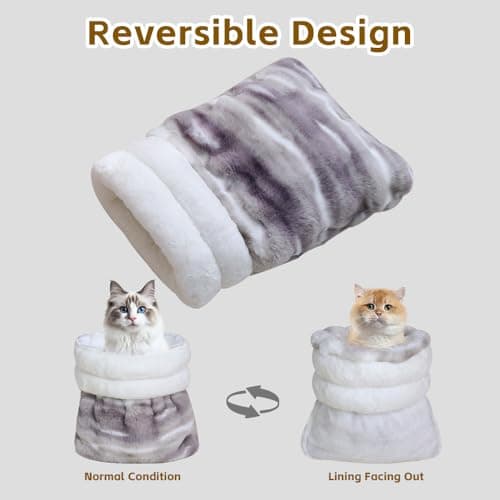 CHULPET Cat Sleeping Bag, Puppy Sleeping Bag, Warm Pet Sleep Sack, Plush Pet Bed Mat, Washable Hideout Cave for Cat and Small Dog - Thumbnail 5