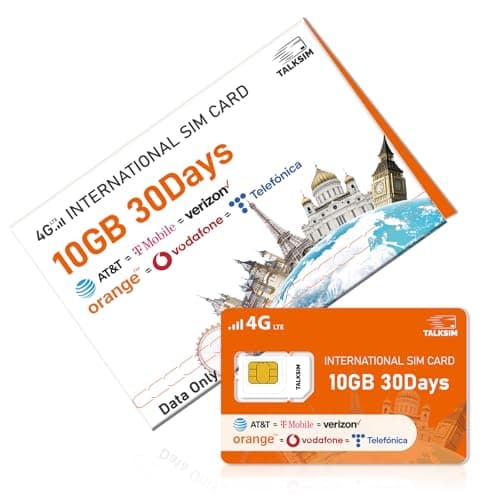 International Data SIM Card 10GB for 30 Days –4G LTE Coverage in 45 Countries USA,UK,Europe,Asia and Africa Prepaid Travel Data Only SIM for Unlocked WiFi Mobile Hotspot, Phones and Tablet–No Contract - Image 1