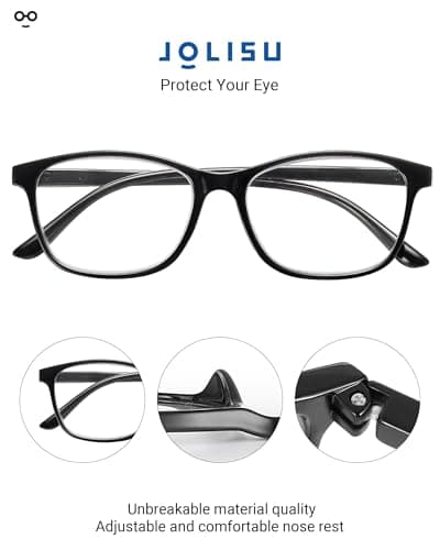 JOLISU 5 Pack Reading Glasses for Women, Lightweight Square Readers for Men & Women, Blue Light Protection, Classic Style, Spring Hinges(0.75) - Thumbnail 5