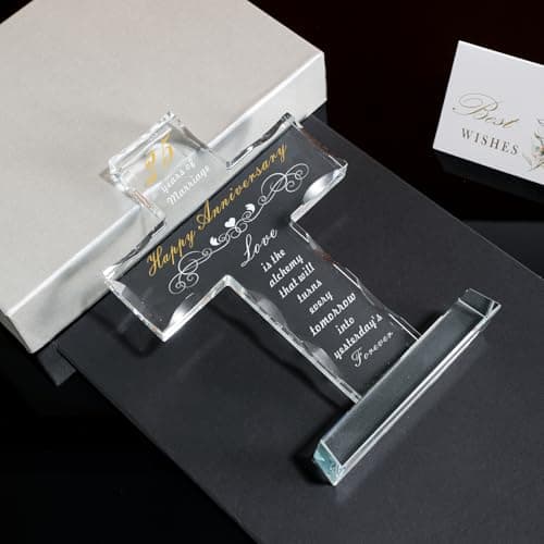 MysticGlitz 25th Anniversary Romantic Gifts for Couples, Crystal Cross Keepsake for Husband Wife, Silver Wedding Decor, Religious 25 Years Marriage Gift for Parents, Keepsake with Gift Box - Thumbnail 4