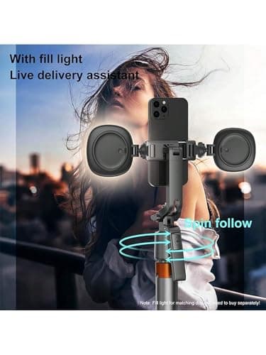Auto Face Tracking Phone Holder, 360° Rotation Phone Tripod with Wireless Remote and Phone Holder, Selfie Stick Tripod for iPhone、Android Phone, Applied to YouTube, Vlog/TIK Tok - Thumbnail 3