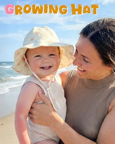 HONGTEYA Baby Sun Hat Muslin Wide Brim Toddler Girl Beach Bucket Hat - Thumbnail 6