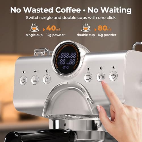 Havato 20 Bar Espresso Machine,Hot & Cold Brew Espresso Coffee Maker with Milk Frother,50oz Water Tank,LCD Display,Single & Double,Cappuccino & Latte Machine for Home - Thumbnail 6