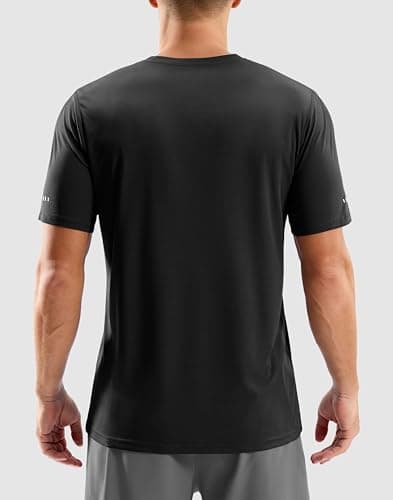 Men's Workout Breathable T-Shirts Dry Fit UPF 50+ Sun Shirts Quick Dry Cooling Tee for Athletic, Running, Hiking (Black, 2XL) - Thumbnail 2
