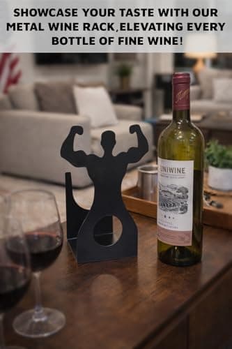 Vyrecronix Handsome Men's Wine Bottle Holder, Single Bottle Tabletop Display Rack, Stylish Black Metal Wine Bottle Storage Rack, Suitable for Home Bars and Kitchens, and Also Makes a Great Gift. - Thumbnail 3