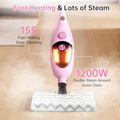 12-in-1 Adjustable Steam Mop & Detachable Handheld Steam Cleaner, 400ML Tank, Safe for Hardwood, Sealed Floors, Marble, Laminate, Stone & Tile - Thumbnail 6