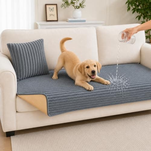 Sparaiz Sofa Covers Washable for Plush Pet Sofa w/Pillow Dark Grey 70.9"