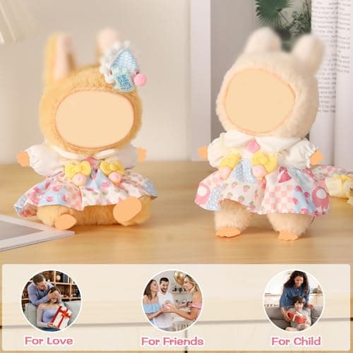 Clothes for Blind Box Dolls, Premium 3-Piece Doll Clothes Accessories Set with Birthday Hat and Skirt Outfit Suitable for Plush Blind Box Toy (Ice Cream Set) - Thumbnail 5