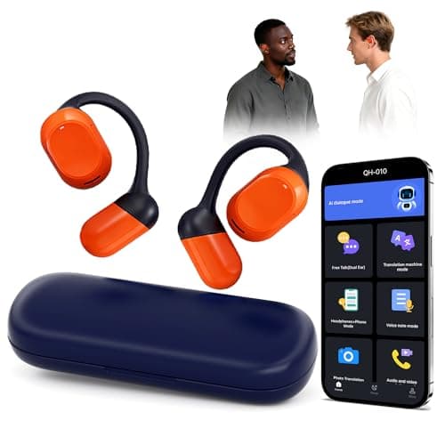 schainyan AI Translator Earbuds Real Time - 164 Languages Translation Headphones, Audio and Video Calls Wireless Bluetooth Interpreter Device for Business, Travel, Learning - Orange - Image 1