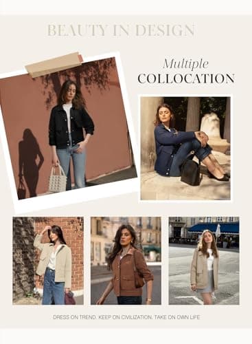 Dokotoo Fall Jackets Winter Clothing for Women 2025 Fashion Long Sleeve Button Up Lightweight Casual Jackets Turn Down Collared Oversized Jacquard Coats Solid Cozy Shackets Jacket with Pockets M Black - Thumbnail 5