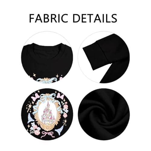 IZROLO Magical Sweatshirts for Women Magic Shirt Cute Bow Graphic Long Sleeve Shirts Vacation Tops Black - Thumbnail 4