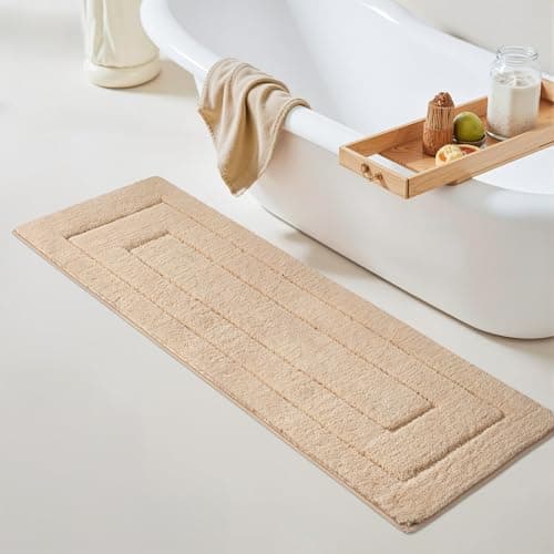GRANNY SAYS Khaki Bathroom Rugs Non Slip, 59" x 20, Small Bathroom Rugs Washable，Bath Mats for Floor, Microfiber Bath Mat for Tub, Absorbent Shower Rug - Image 1