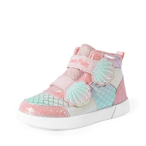 DREAM PAIRS Girls Shoes Toddler Sneakers Kids High Top Shoes with Hook and Loop Storybook Casual Walking Shoes,Size 1 Little Kid,Pink/Rainbow,SDFS2408K - Image 1