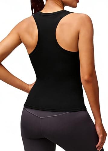Alaroo Black Tank Top for Women Sleeveless Workout Women Tank Tops Racerback Crop Athletic Gym Yoga Pilates Golf Running Shirts M