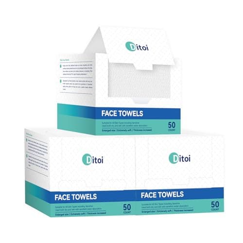 Ditoi Disposable Face Towels XL, Soft Cotton Facial Cleansing Cloths, Dry Face Towelettes for Makeup Removal, Sensitive Skin & Daily Skin Care,10"×12",150 Count (3 Pack) - Image 1