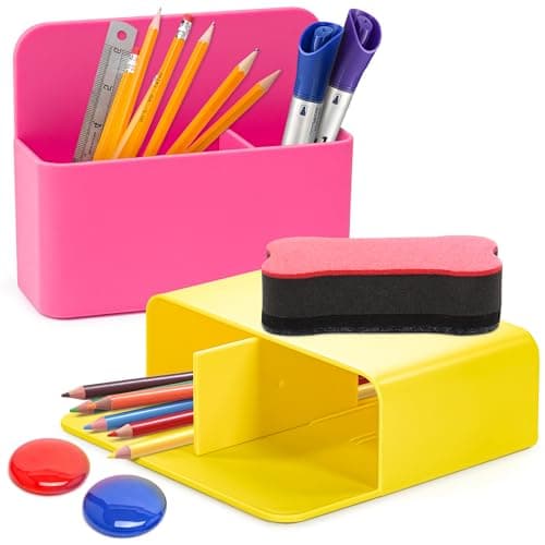 2Pcs Magnetic Marker Holder for Whiteboard - Cute Pen Holder Magnetic Dry Erase Marker Holder Magnets for Whiteboard Marker Holder Magnetic Pencil Holder - Magnetic Pen Holder for Refrigerator Pen Cup - Image 1
