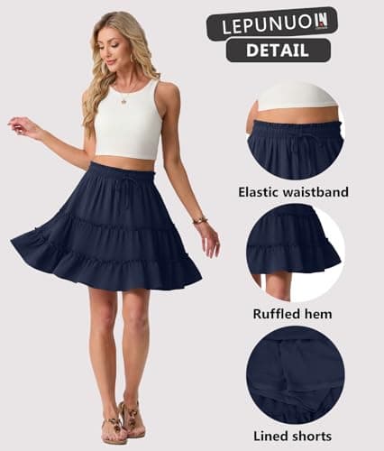 Lepunuo Skirt for Women Boho Casual A Line Vacation Skirt with Pockets - Thumbnail 4