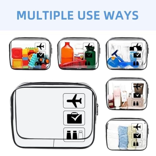 TSA Approved Clear Toiletry Bag, 2 Pack Toiletry Bag wih Zippers, Quart Size Travel Makeup Cosmetic Bag Organizer, Portable Travel Makeup Pouch Carry on Cosmetic Bags for Women Men (Black) - Thumbnail 5