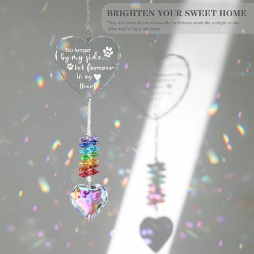 Dog Memorial Gifts for Loss of Dog, K9 Pet Memorial Crystal Suncatcher, Pet Sympathy Loss Passing Away Remembrance Bereavement Gift (Color-Heart) - Thumbnail 2
