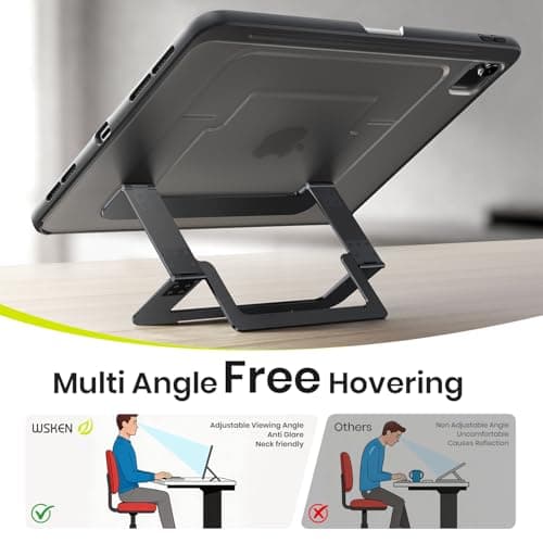 WSKEN for iPad Air 11 Inch Case - M4/M3/M2 (2026/2025/2024), iPad Pro 11, iPad Air 5th/4th Gen (2022/2020), Multi Adjustable Kickstand Cover, Ultra Stable Shockproof Cover with Pencil Holder, Black - Thumbnail 5