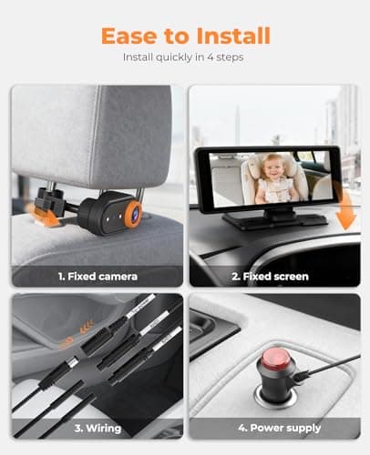 LUCKVIEW BM5PRO 7.2" 1080P HD Baby Car Camera for 2 Kids, Split Screen with IR Night Vision, Easy to Install & Adjust Brightness, Dual Car Camera Baby Monitor for Rear Seat Safety - Thumbnail 6