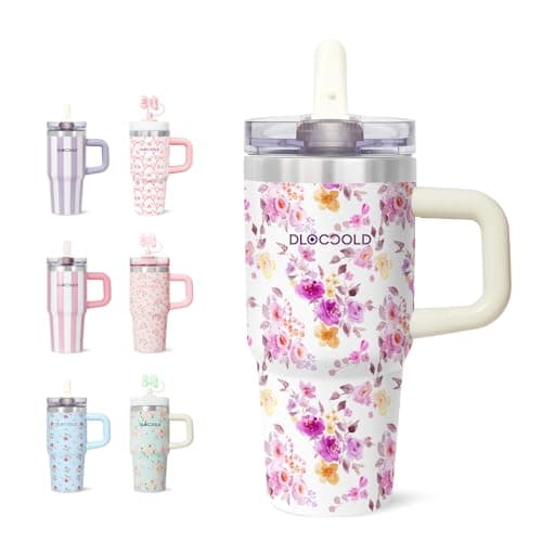 DLOCCOLD 16 oz Stainless Steel Tumbler with Lid and Straw, Double Wall Vacuum Insulated Travel Tumbler with Straw Cover Cap, Reusable Travel Coffee Mug, Cupholder Friendly, Leak Resistant - Image 1