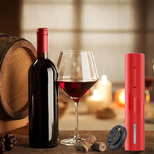 COKUNST Electric Wine Opener, Reusable Cordless Wine Bottle Corkscrew with Foil Cutter, Battery Operated Wine Openers for Wedding Kitchen Party Home Red - Thumbnail 6