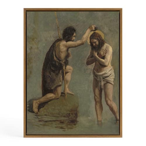 Vintage Framed Jesus Wall Art, Religious Wall Decor for Pray Room Christmas Decorations Canvas Wall Prints Jesus Pictures, Serenity Prayer Wall Art for Baptism Gifts for Boys& Girls,12x16 - Image 1