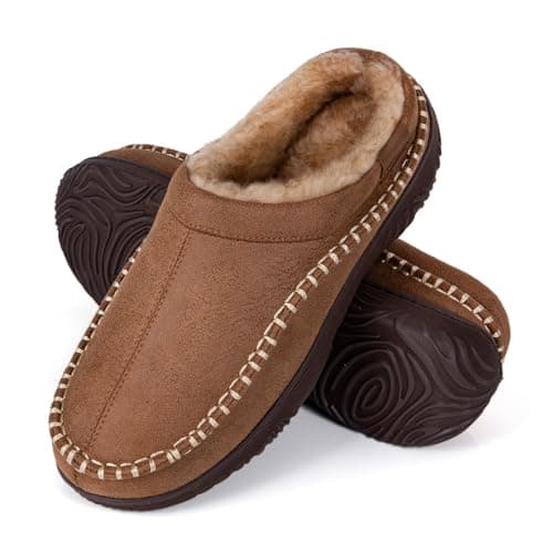 BOVTY Men's Moccasin House Slippers - Memory Foam Indoor Outdoor Shoes Warm Fuzzy comfy Slip-on - Image 1