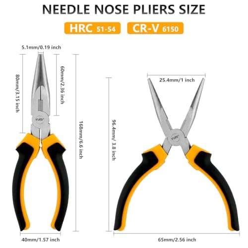 5-Piece Tool Kit 6.65” Needle Nose Pliers + Magnetic Screwdrivers (Phillips/Flathead) – CR-V Steel, Non-Slip Grip for Home Repair, DIY, Electrical Work - Thumbnail 2