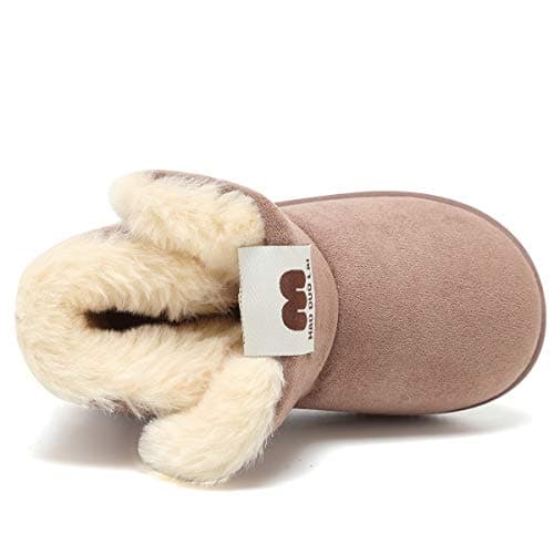 KEESKY Boots for Toddler Boy Size 4.5 Chestnut Suede Fur Lined Winter Warm Kids Footwear Shoes - Thumbnail 4