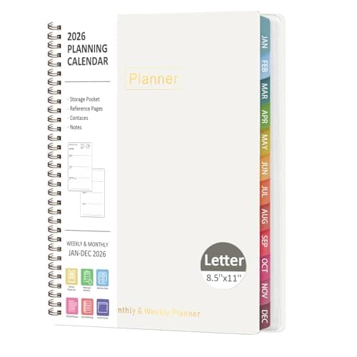 2026 Planner, 8.5" x 11" Weekly and Monthly Large Calendar Planner, Letter Size, Jan - Dec 2026, Hardcover Daily Agenda and Organizers for School Essentials & Office Supplies - Image 1