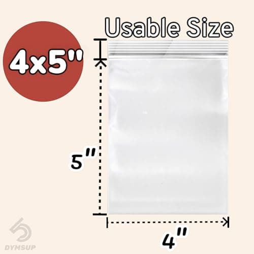50 Pack Clear Small Plastic Ziplock Bags - 6 Mil Durable Heavy Duty Zipper Bags - Various Sizes (4X4,4X5,5X5) - Resealable Poly Bags for Jewelry Snack Candy Pills & Small Business Packaging (4X5) - Thumbnail 2